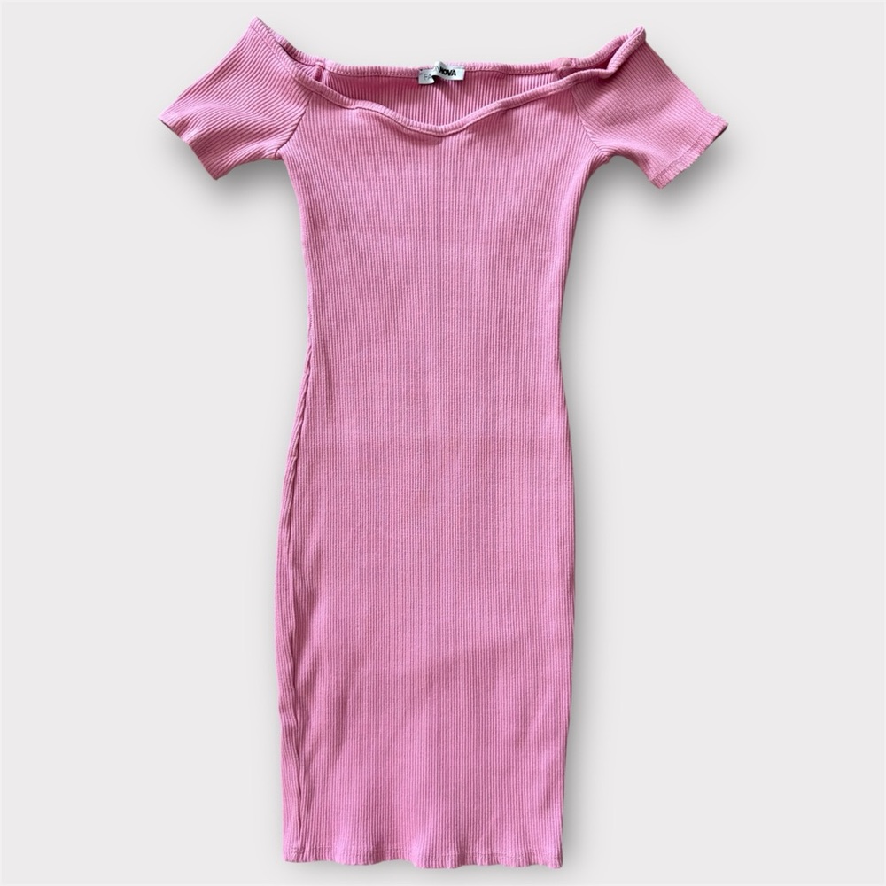 Fashion Nova Pink Ribbed Bodycon Dress
